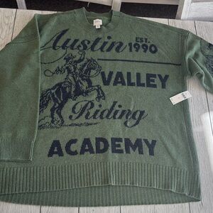 NWT Maeve Olive Green Riding Academy Sweater XL